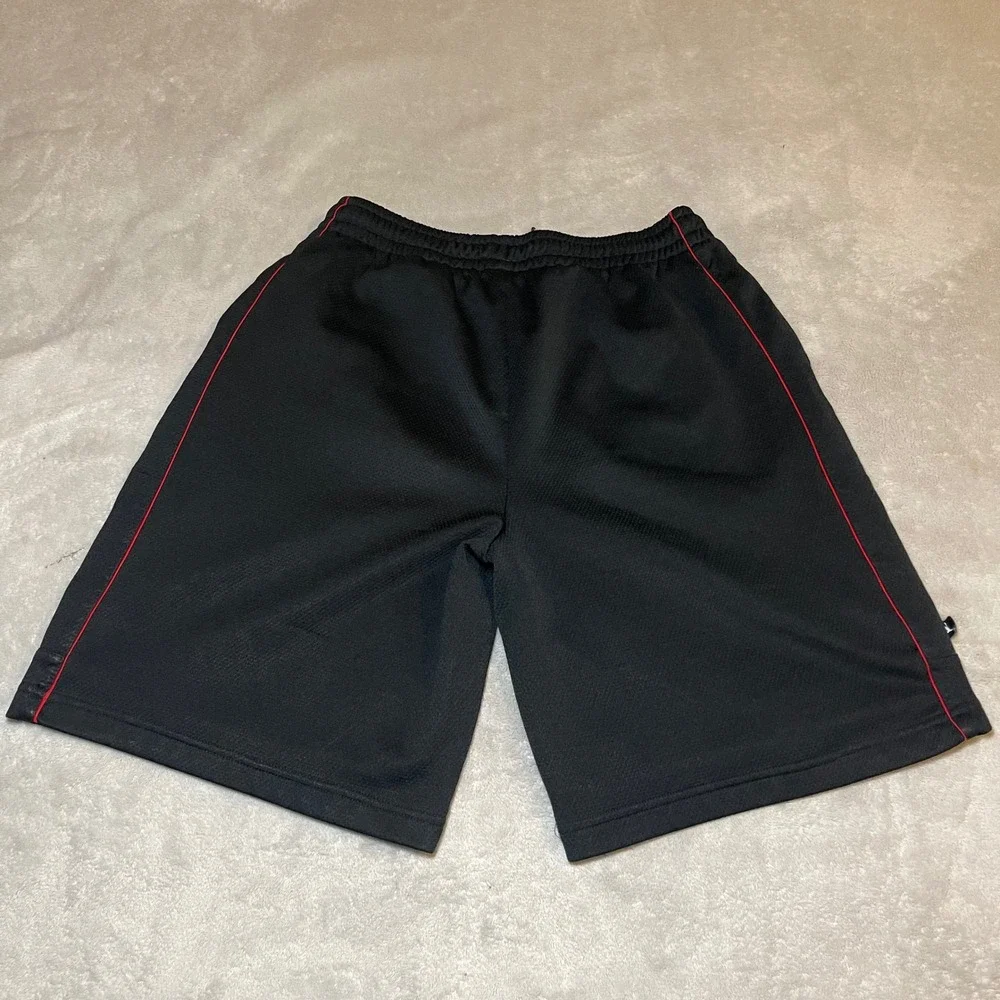 Nike Air Jordan Shorts Mens Basketball Large Black Red Piping Mesh Athletic Y2K